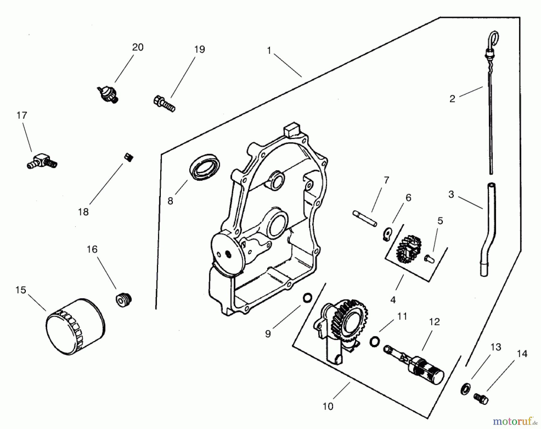  Toro Neu Mowers, Lawn & Garden Tractor Seite 1 73561 (522xi) - Toro 522xi Garden Tractor, 2003 (230000001-230999999) OIL PAN / LUBRICATION ASSEMBLY KOHLER CH22S-66545