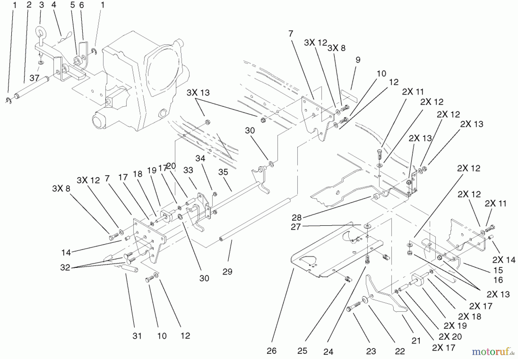  Toro Neu Mowers, Lawn & Garden Tractor Seite 1 73590 (523Dxi) - Toro 523Dxi Garden Tractor, 2001 (210000001-210999999) ATTACH-A-MATIC & HITCH ASSEMBLY