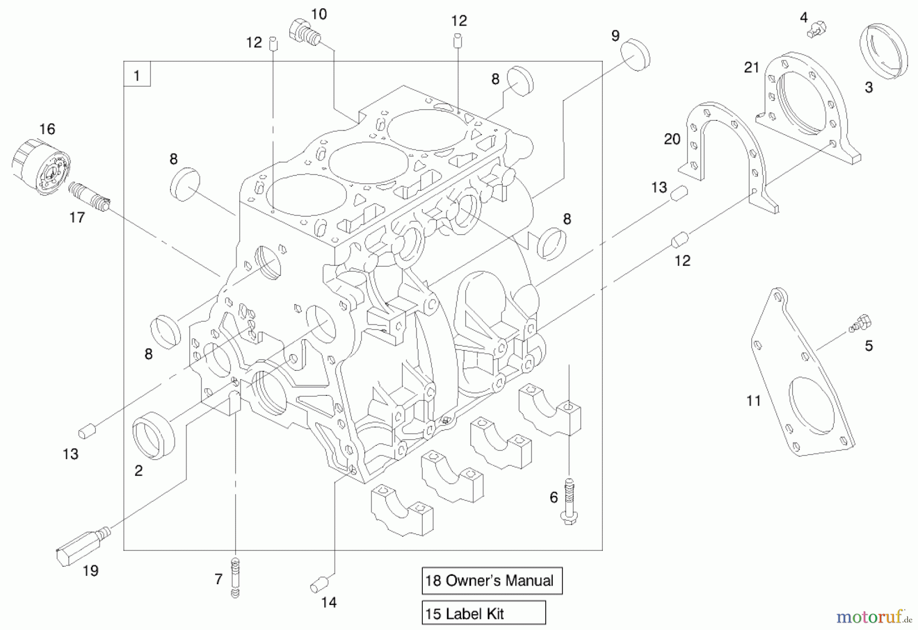  Toro Neu Mowers, Lawn & Garden Tractor Seite 1 73590 (523Dxi) - Toro 523Dxi Garden Tractor, 2001 (210000001-210999999) ENGINE ASSEMBLY #1