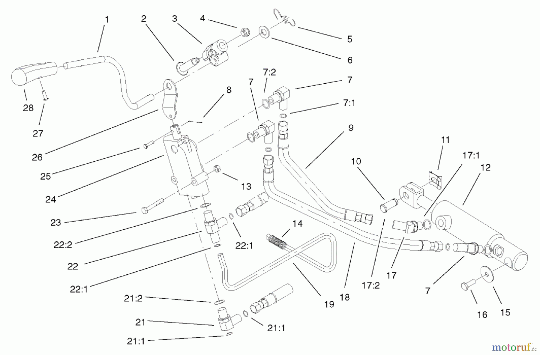  Toro Neu Mowers, Lawn & Garden Tractor Seite 1 73590 (523Dxi) - Toro 523Dxi Garden Tractor, 2002 (220000001-220999999) HYDRO LIFT UPPER ASSEMBLY