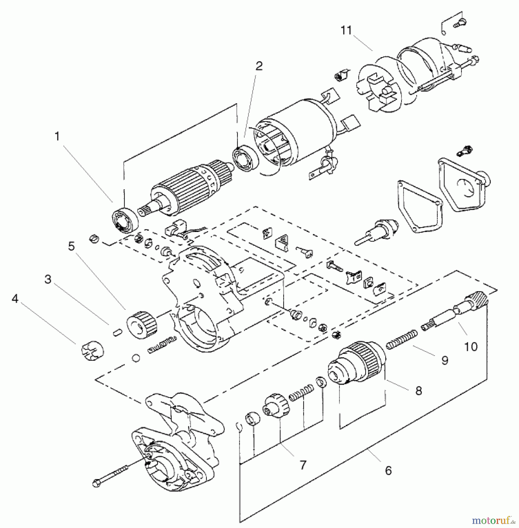  Toro Neu Mowers, Lawn & Garden Tractor Seite 1 73590 (523Dxi) - Toro 523Dxi Garden Tractor, 2001 (210000001-210999999) STARTER MOTOR ASSEMBLY NO. 99-9693