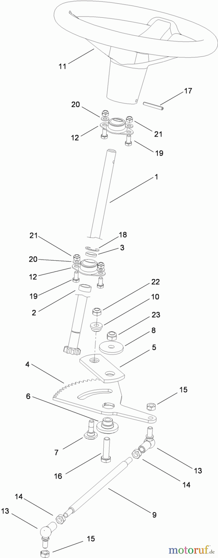  Toro Neu Mowers, Lawn & Garden Tractor Seite 1 74560 (DH 140) - Toro DH 140 Lawn Tractor, 2010 (310000001-310999999) STEERING CONTROL ASSEMBLY