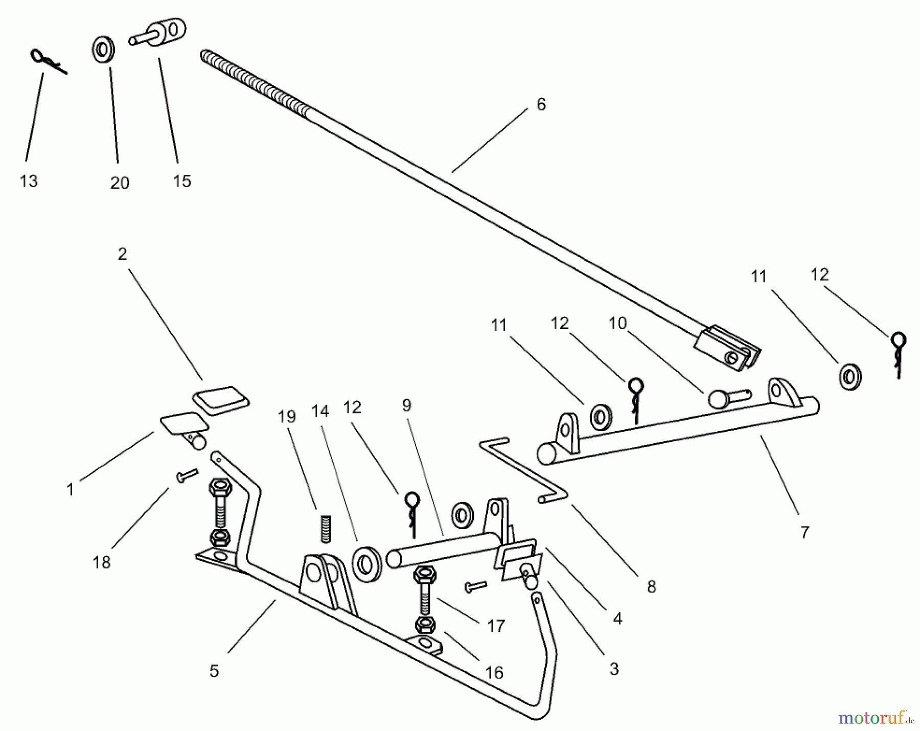  Toro Neu Mowers, Lawn & Garden Tractor Seite 1 74570 (170-DH) - Toro 170-DH Lawn Tractor, 2000 (200000001-200999999) OPERATION (TRAVEL PEDALS) ASSEMBLY