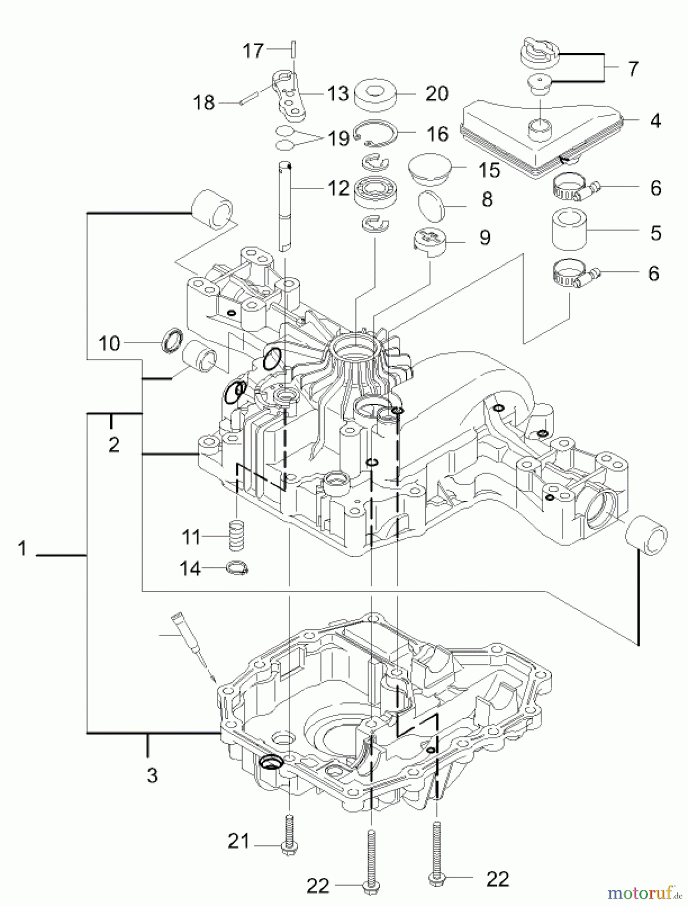  Toro Neu Mowers, Lawn & Garden Tractor Seite 1 74570 (170-DH) - Toro 170-DH Lawn Tractor, 2000 (200000001-200999999) TRANSAXLE CASE ASSEMBLY