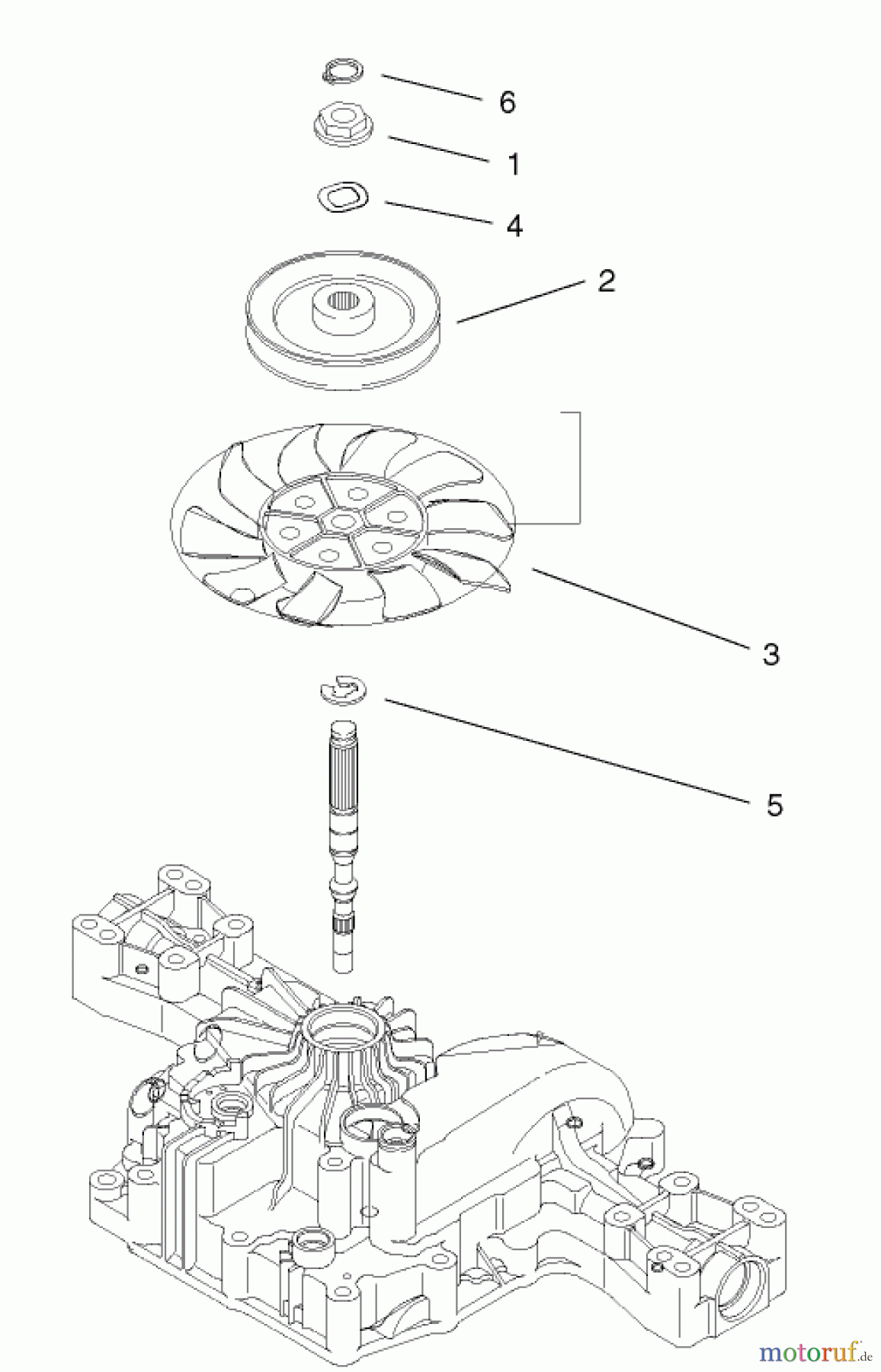  Toro Neu Mowers, Lawn & Garden Tractor Seite 1 74570 (170-DH) - Toro 170-DH Lawn Tractor, 2001 (210000001-210999999) FAN PULLEY ASSEMBLY