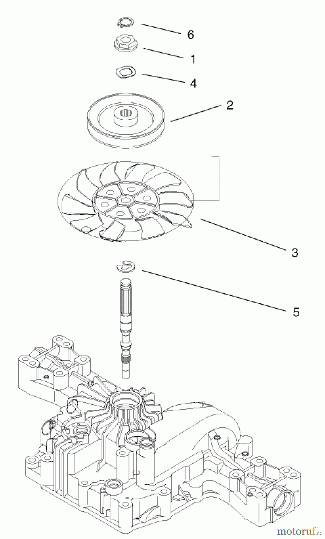  Toro Neu Mowers, Lawn & Garden Tractor Seite 1 74570 (170-DH) - Toro 170-DH Lawn Tractor, 2002 (220000001-220999999) FAN PULLEY ASSEMBLY