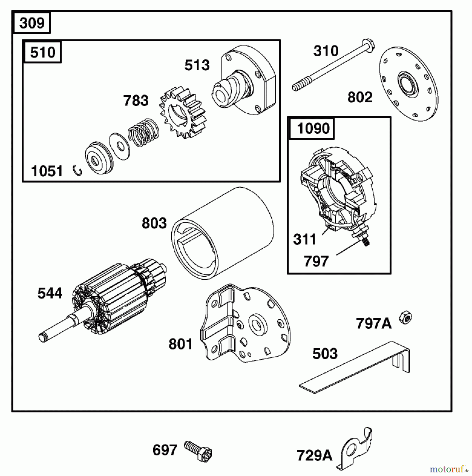  Toro Neu Mowers, Lawn & Garden Tractor Seite 1 74570 (170-DH) - Toro 170-DH Lawn Tractor, 2002 (220000001-220999999) STARTER ASSEMBLY BRIGGS AND STRATTON 311777-0151-E1