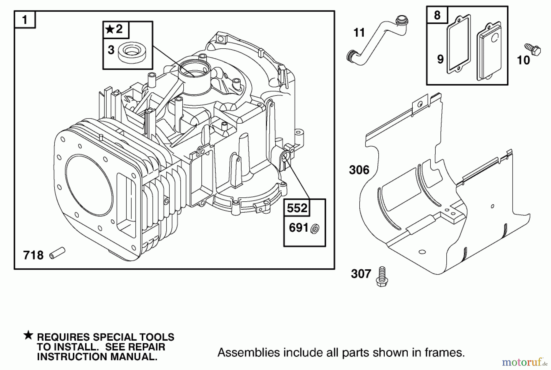  Toro Neu Mowers, Lawn & Garden Tractor Seite 1 74570 (170-DH) - Toro 170-DH Lawn Tractor, 2004 (240000001-240999999) CYLINDER ASSEMBLY BRIGGS AND STRATTON 311777-0151-E1