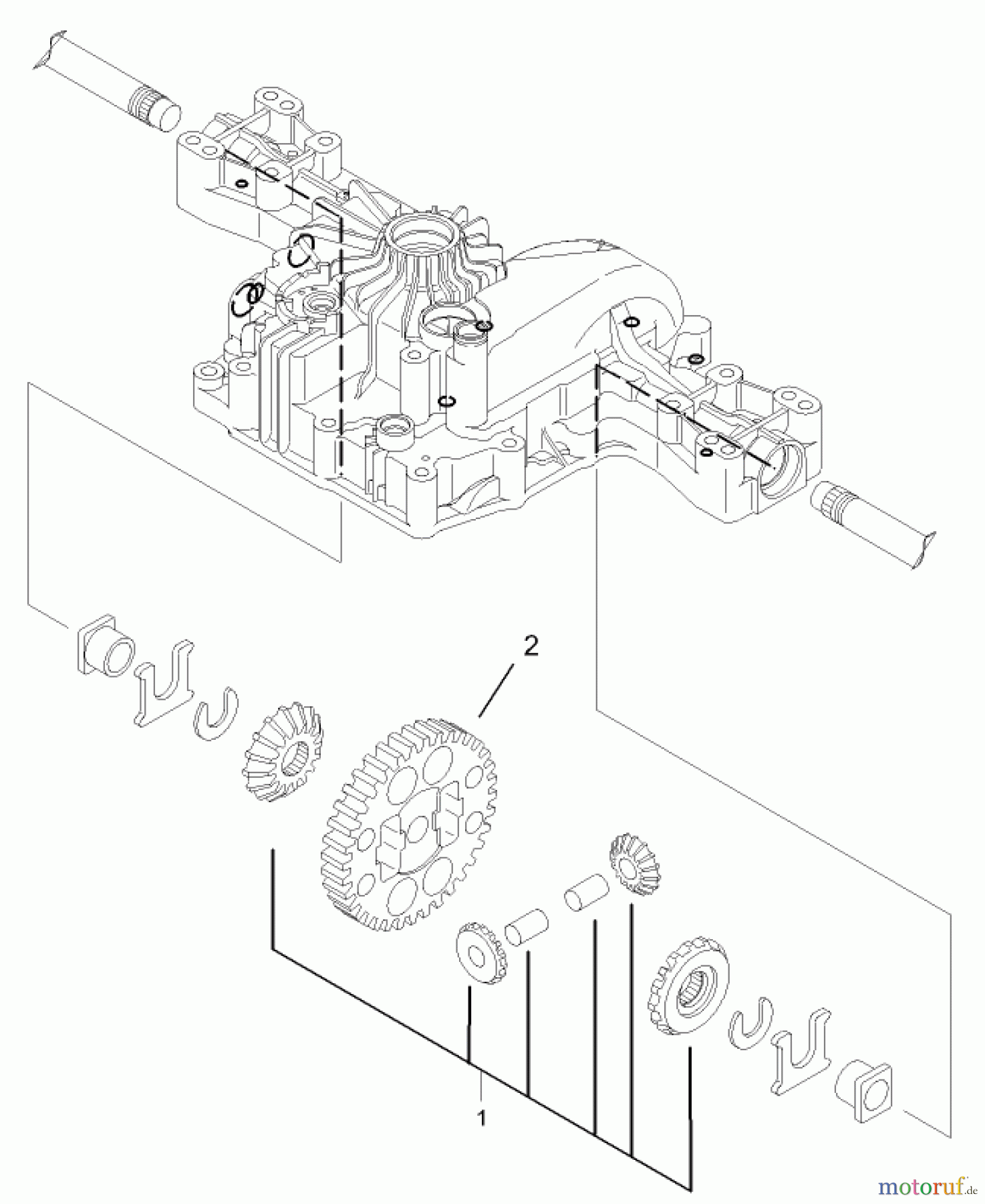  Toro Neu Mowers, Lawn & Garden Tractor Seite 1 74570 (170-DH) - Toro 170-DH Lawn Tractor, 2004 (240000001-240999999) DIFFERENTIAL GEAR ASSEMBLY TRANSMISSION ASSEMBLY NO. 104-2889