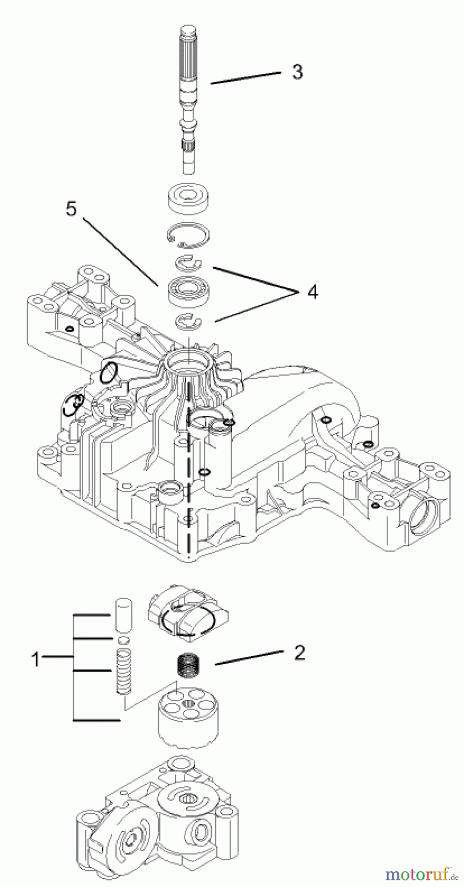  Toro Neu Mowers, Lawn & Garden Tractor Seite 1 74570 (170-DH) - Toro 170-DH Lawn Tractor, 2004 (240000001-240999999) PUMP SHAFT ASSEMBLY TRANSMISSION ASSEMBLY NO. 104-2889