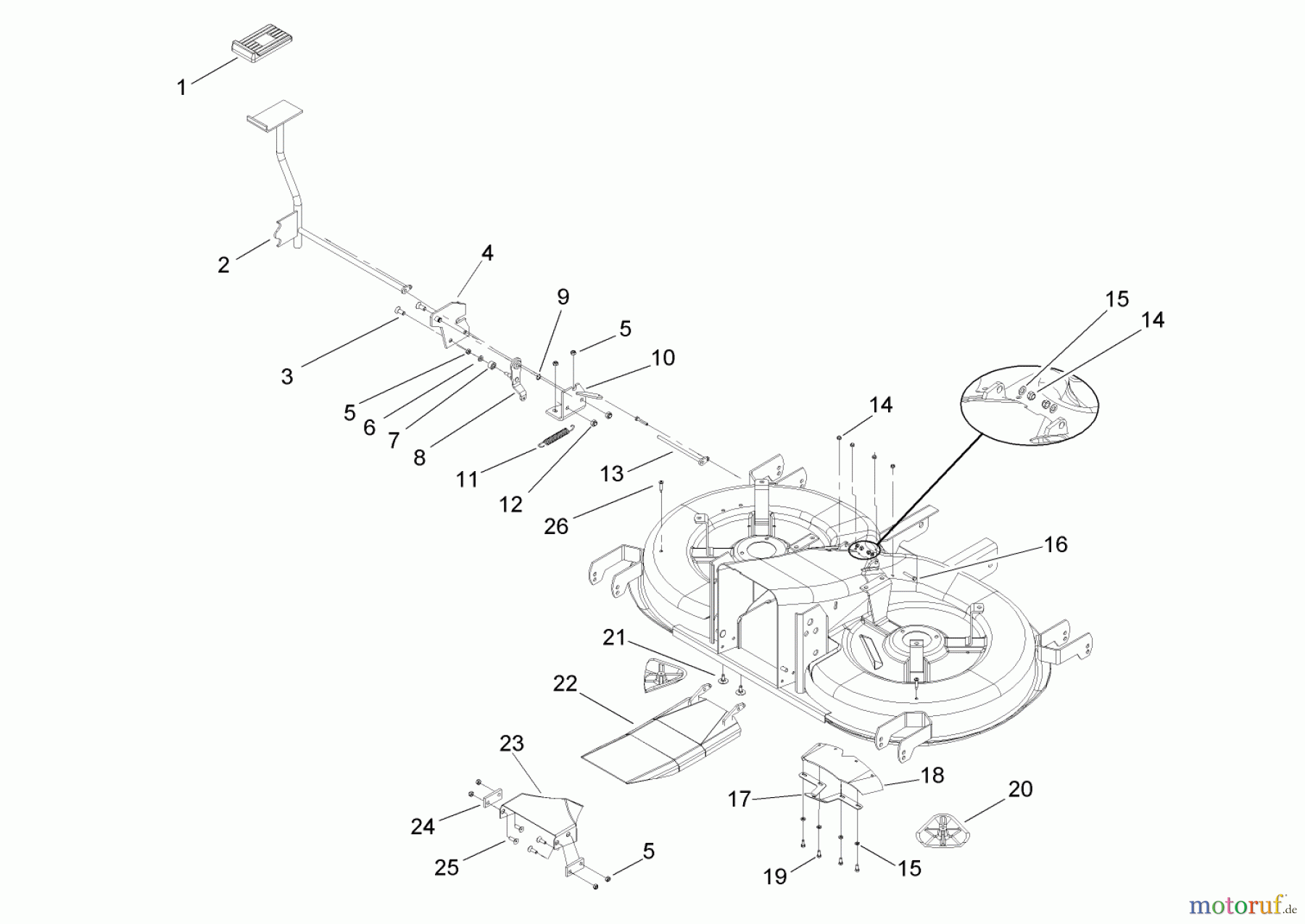  Toro Neu Mowers, Lawn & Garden Tractor Seite 1 74570 (DH 210) - Toro DH 210 Lawn Tractor, 2005 (250000001-250999999) CUTTING PAN AND BAG ON DEMAND ASSEMBLY