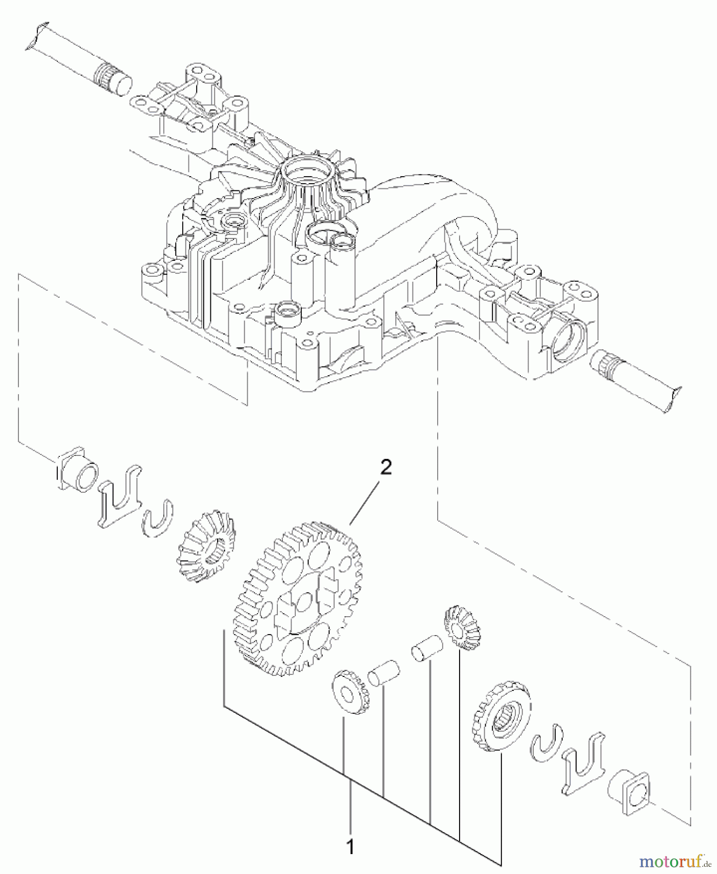  Toro Neu Mowers, Lawn & Garden Tractor Seite 1 74571 (DH 200) - Toro DH 200 Lawn Tractor, 2006 (260000001-260999999) DIFFERENTIAL GEAR ASSEMBLY TRANSMISSION ASSEMBLY NO. 104-2889