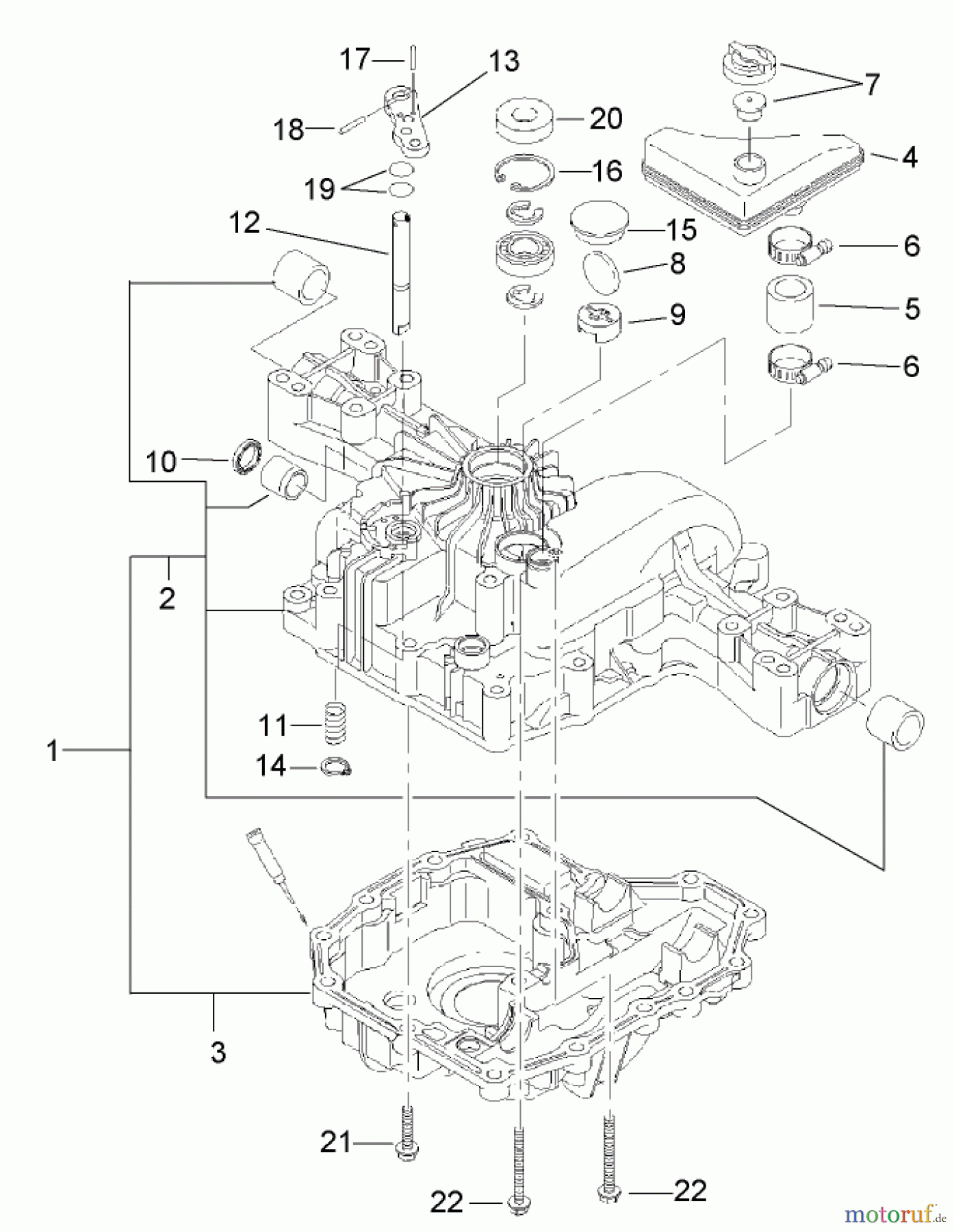  Toro Neu Mowers, Lawn & Garden Tractor Seite 1 74571 (DH 200) - Toro DH 200 Lawn Tractor, 2006 (260000001-260999999) TRANSAXLE CASE ASSEMBLY TRANSMISSION ASSEMBLY NO. 104-2889