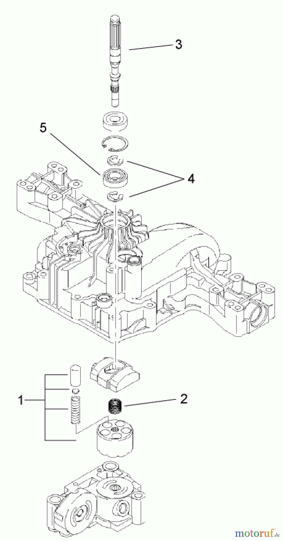  Toro Neu Mowers, Lawn & Garden Tractor Seite 1 74573 (DH 200) - Toro DH 200 Lawn Tractor, 2007 (270000001-270999999) PUMP SHAFT ASSEMBLY TRANSMISSION ASSEMBLY NO. 104-2889