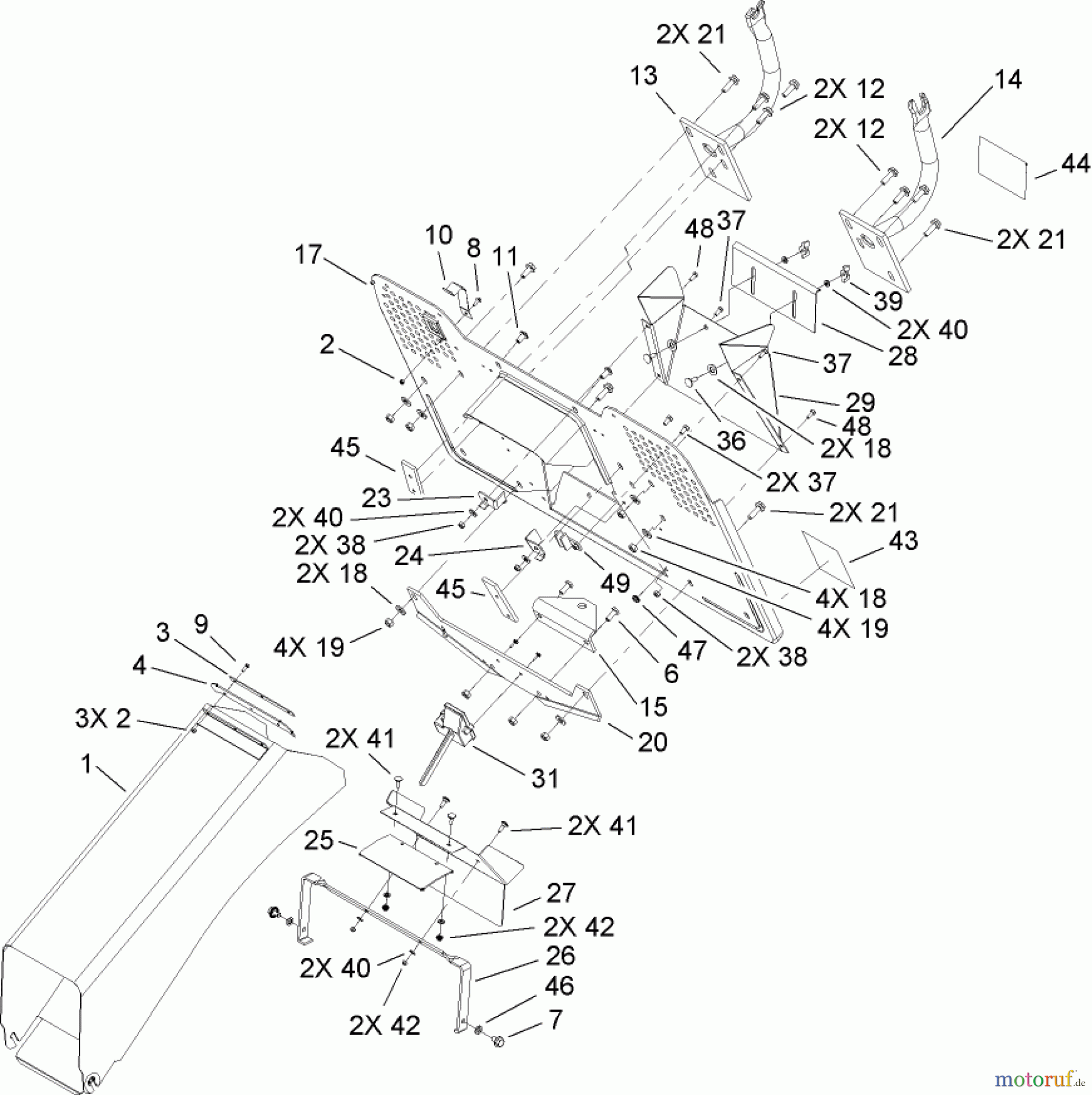  Toro Neu Mowers, Lawn & Garden Tractor Seite 1 74573 (DH 200) - Toro DH 200 Lawn Tractor, 2007 (270000001-270999999) TUNNEL ASSEMBLY