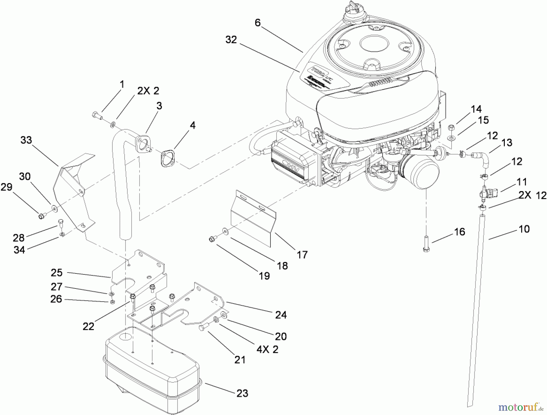  Toro Neu Mowers, Lawn & Garden Tractor Seite 1 74573 (DH 200) - Toro DH 200 Lawn Tractor, 2009 (290000481-290999999) ENGINE ASSEMBLY