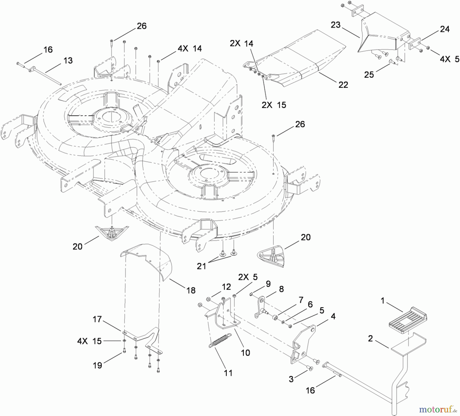  Toro Neu Mowers, Lawn & Garden Tractor Seite 1 74573 (DH 200) - Toro DH 200 Lawn Tractor, 2010 (310000001-310999999) CUTTING PAN AND BAG ON DEMAND ASSEMBLY