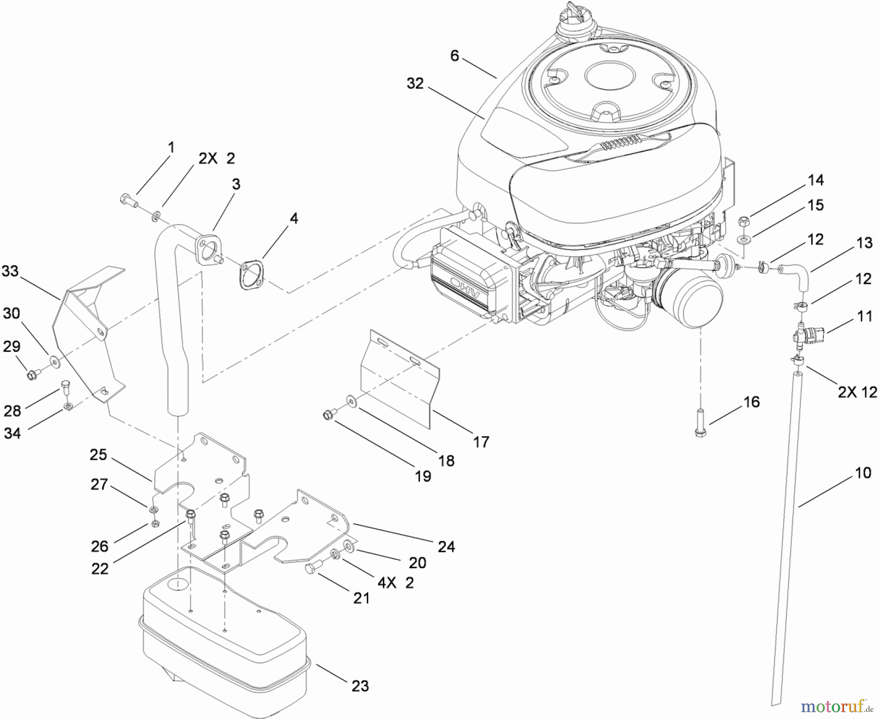  Toro Neu Mowers, Lawn & Garden Tractor Seite 1 74573 (DH 200) - Toro DH 200 Lawn Tractor, 2010 (310000001-310999999) ENGINE ASSEMBLY