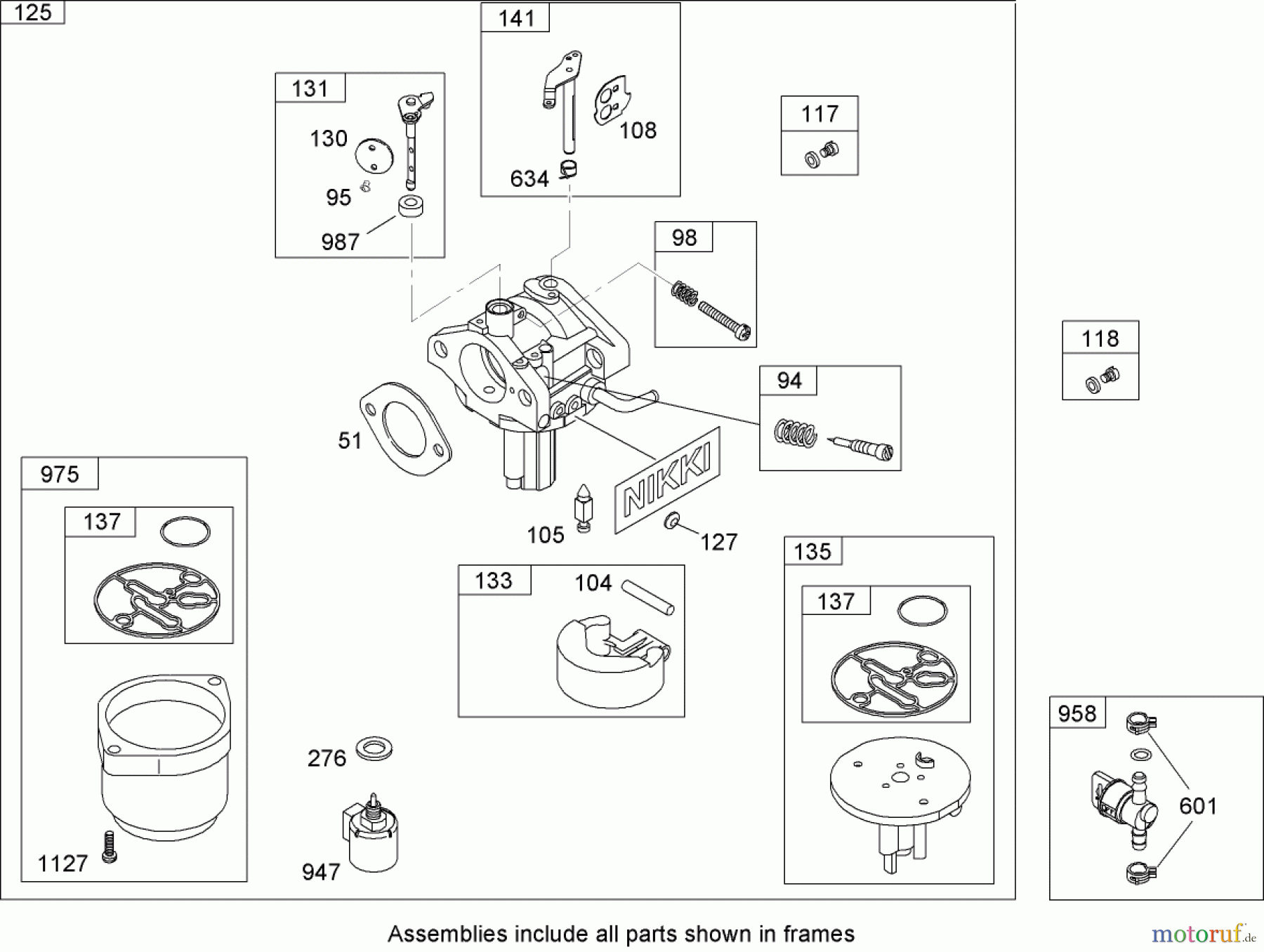  Toro Neu Mowers, Lawn & Garden Tractor Seite 1 74582 (DH 210) - Toro DH 210 Lawn Tractor, 2007 (270000001-270999999) CARBURETOR ASSEMBLY (NIKKI) BRIGGS AND STRATTON MODEL 31G777-0130-E1