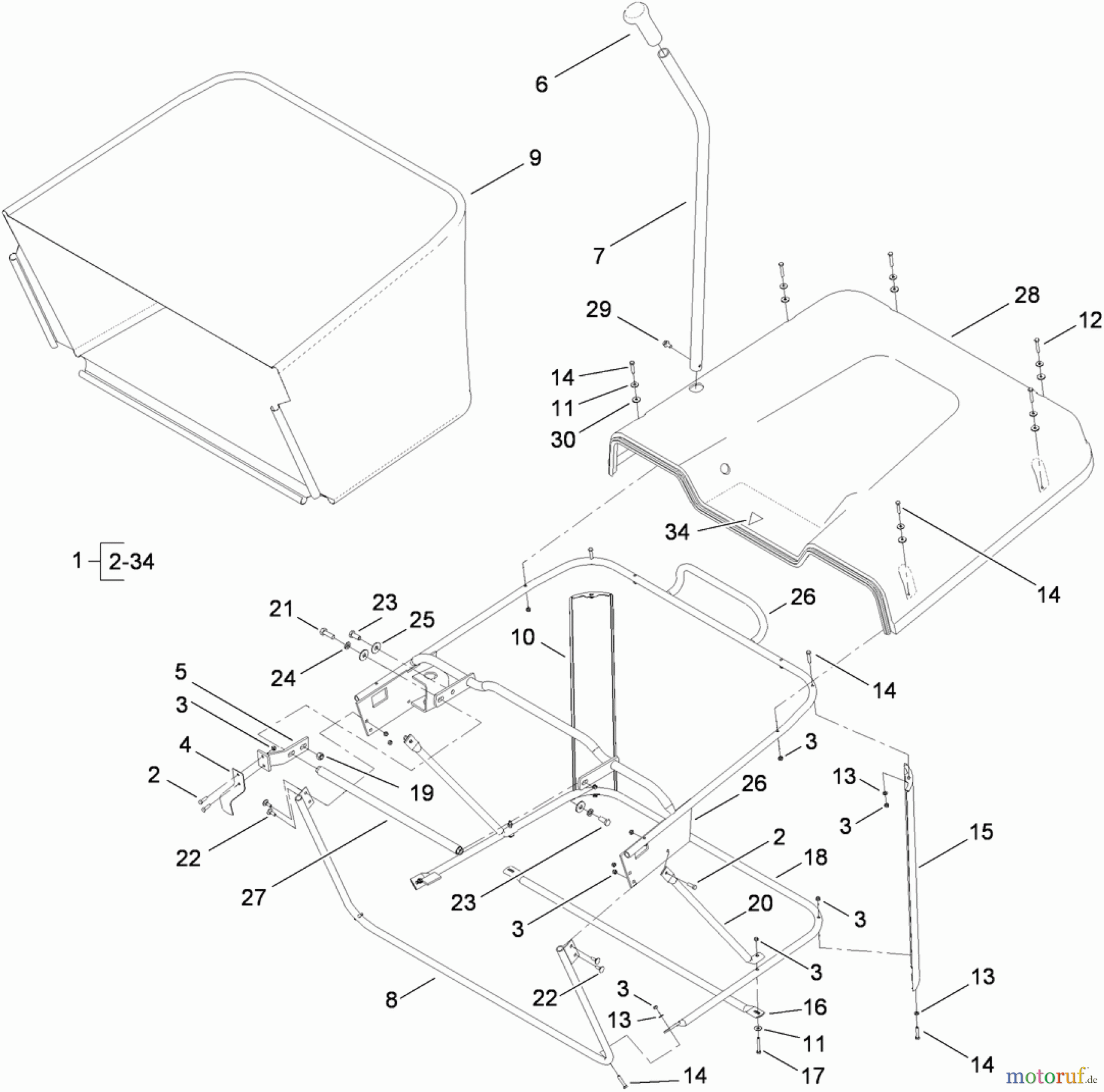  Toro Neu Mowers, Lawn & Garden Tractor Seite 1 74582 (DH 210) - Toro DH 210 Lawn Tractor, 2010 (310000001-310999999) GRASS COLLECTOR ASSEMBLY