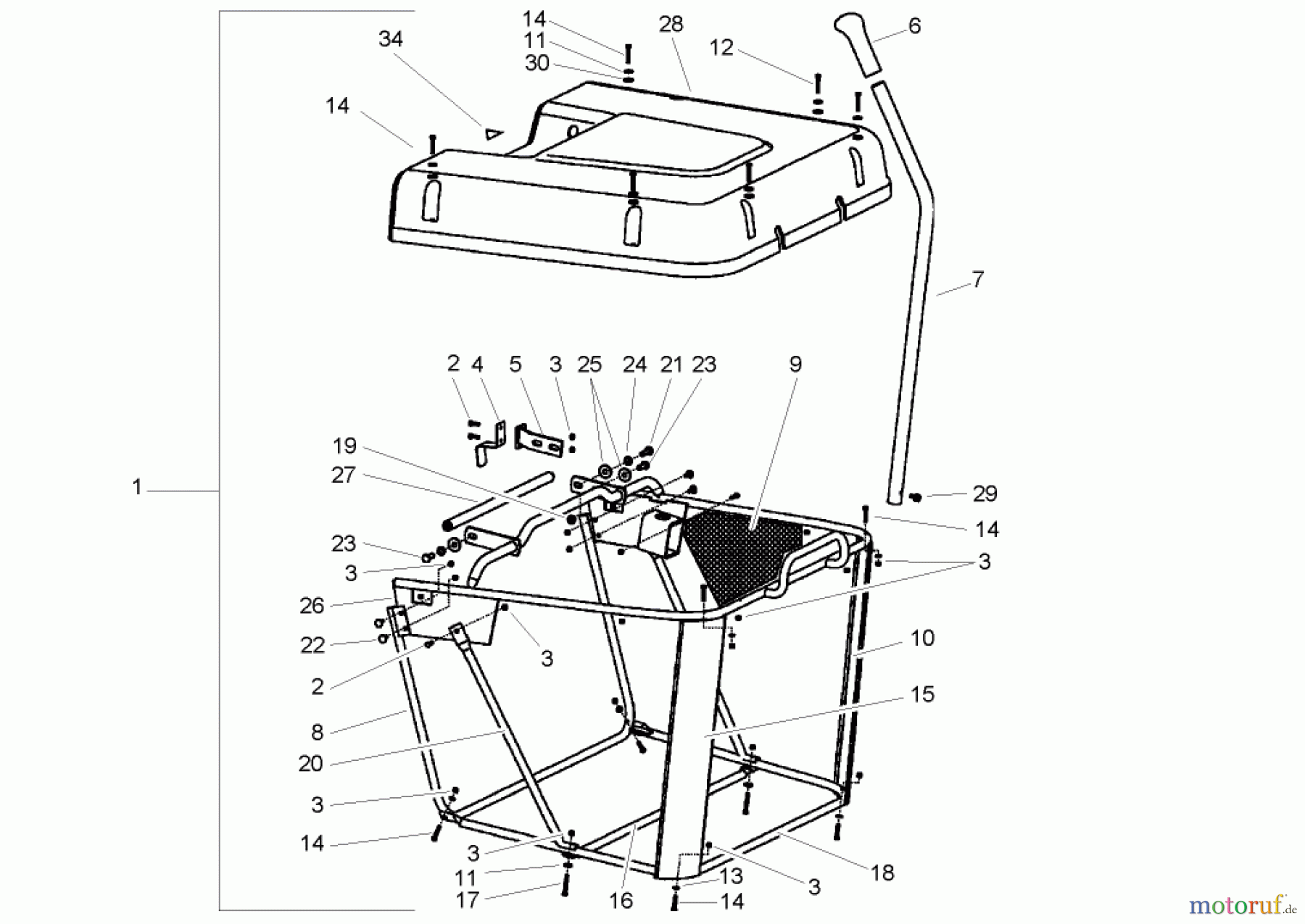  Toro Neu Mowers, Lawn & Garden Tractor Seite 1 74590 (190-DH) - Toro 190-DH Lawn Tractor, 2004 (240000001-240999999) GRASS COLLECTOR ASSEMBLY