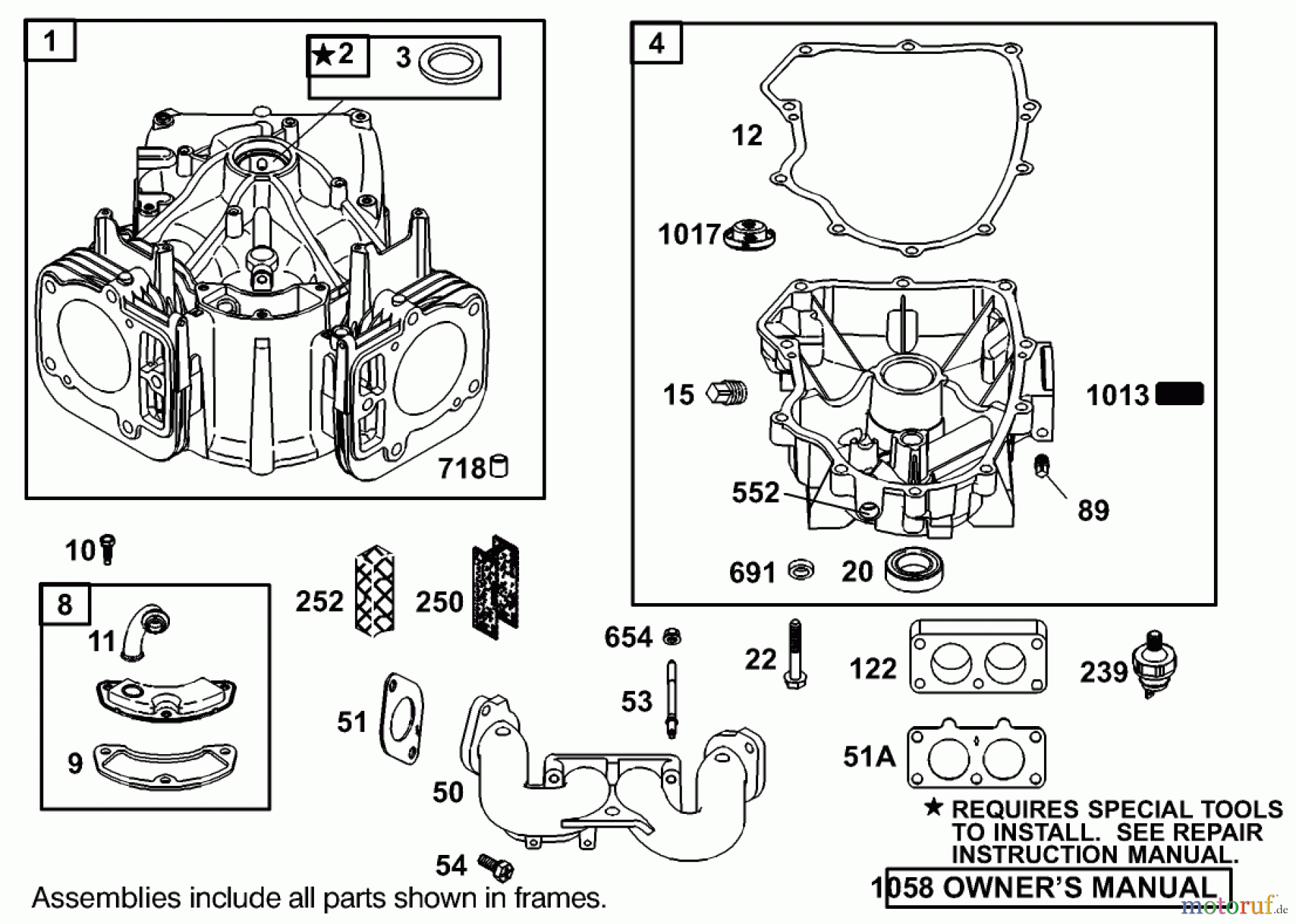  Toro Neu Mowers, Lawn & Garden Tractor Seite 1 74590 (DH 220) - Toro DH 220 Lawn Tractor, 2005 (250000001-250999999) CYLINDER ASSEMBLY BRIGGS AND STRATTON 406777-0157-E1