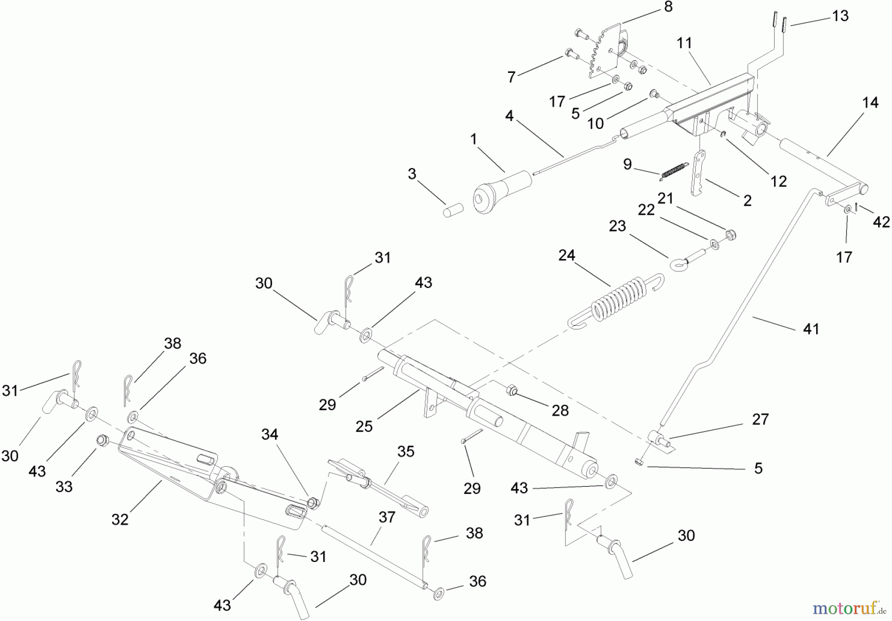  Toro Neu Mowers, Lawn & Garden Tractor Seite 1 74590 (DH 220) - Toro DH 220 Lawn Tractor, 2005 (250000001-250999999) MOWER LIFT ASSEMBLY