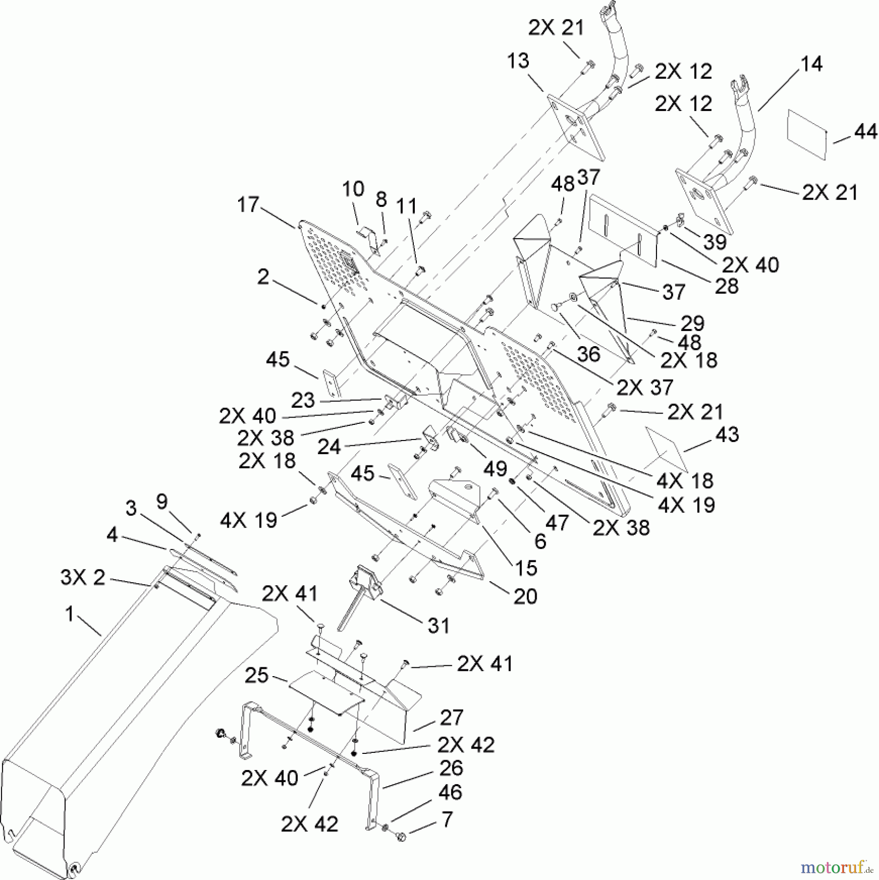  Toro Neu Mowers, Lawn & Garden Tractor Seite 1 74592 (DH 220) - Toro DH 220 Lawn Tractor, 2007 (270000001-270000651) TUNNEL ASSEMBLY