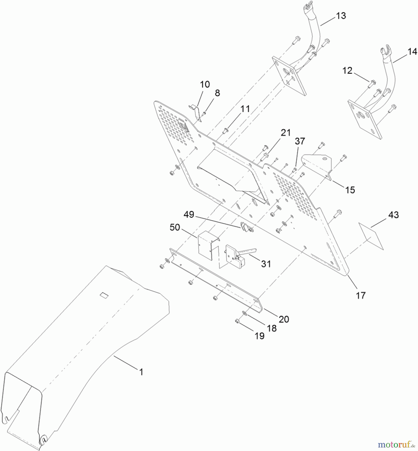  Toro Neu Mowers, Lawn & Garden Tractor Seite 1 74593 (DH 220) - Toro DH 220 Lawn Tractor, 2011 (311000001-311000400) TUNNEL ASSEMBLY