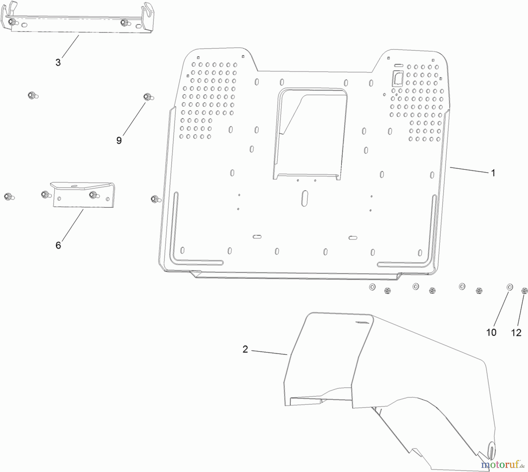  Toro Neu Mowers, Lawn & Garden Tractor Seite 1 74596 (DH 220) - Toro DH 220 Lawn Tractor, 2012 (SN 312000001-312999999) TUNNEL AND COLLECTOR PLATE ASSEMBLY