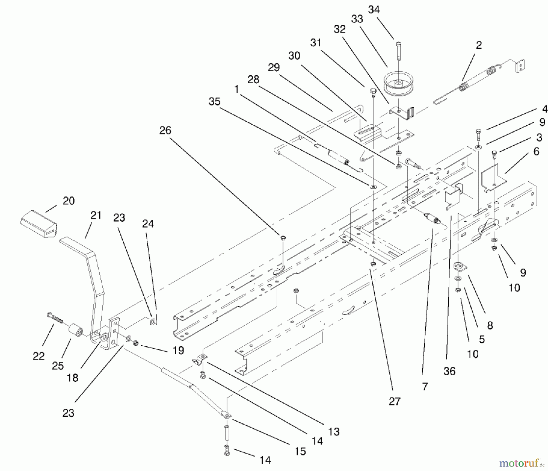  Toro Neu Mowers, Lawn & Garden Tractor Seite 1 77102 (16-38G) - Toro 16-38G Lawn Tractor, 2000 (200000001-200999999) TRACTION CLUTCHING COMPONENTS ASSEMBLY