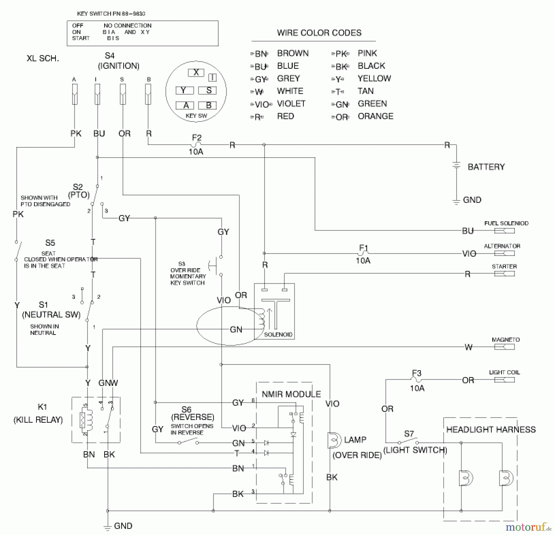  Toro Neu Mowers, Lawn & Garden Tractor Seite 1 77102 (16-38G) - Toro 16-38G Lawn Tractor, 2000 (200000001-200999999) WIRE SCHEMATIC