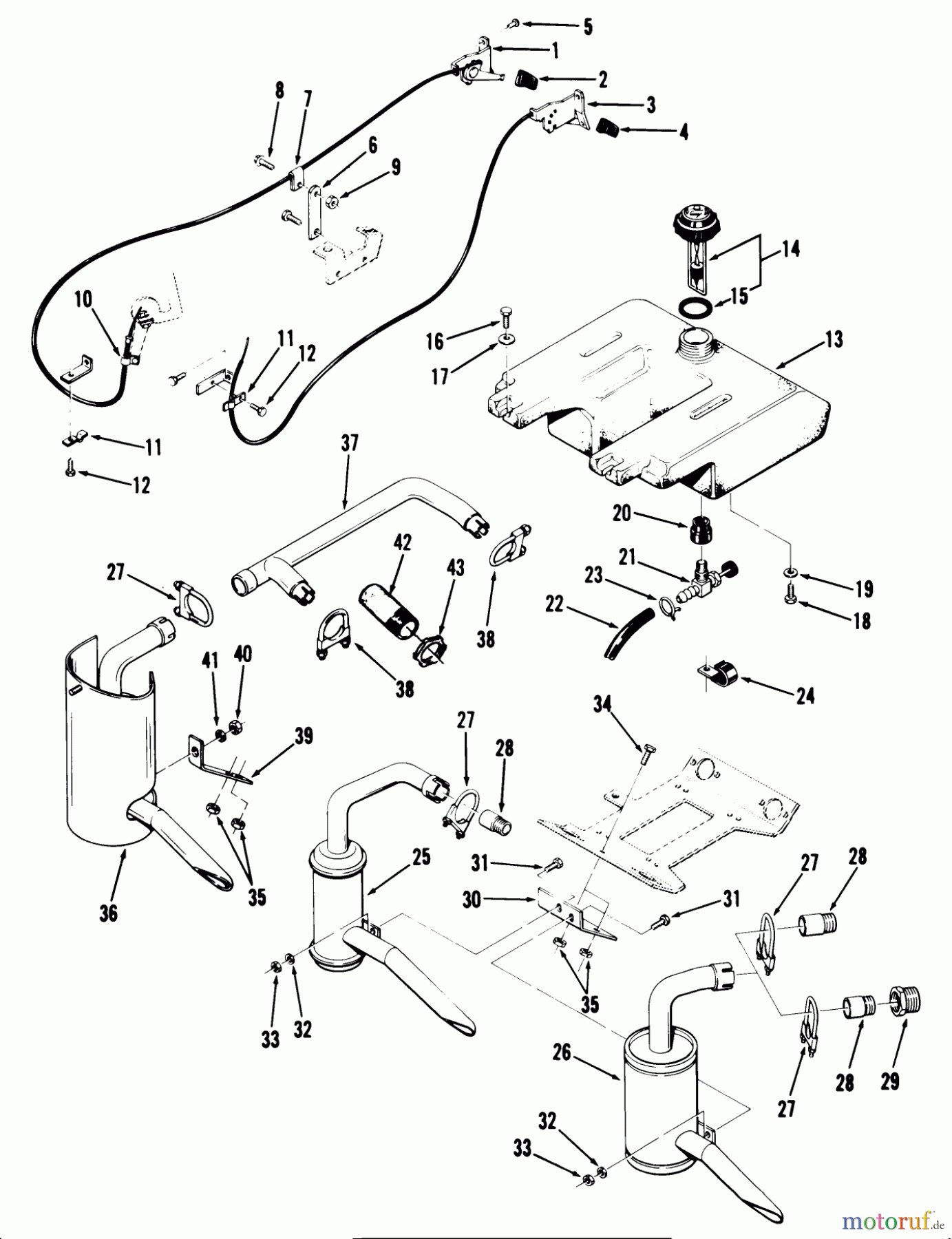  Toro Neu Mowers, Lawn & Garden Tractor Seite 1 81-14K801 (C-141) - Toro C-141 8-Speed Tractor, 1978 FUEL AND EXHAUST SYSTEM