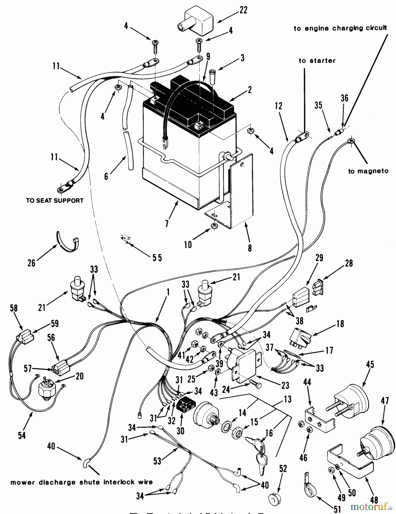  Toro Neu Mowers, Rear-Engine Rider 33-08X303 (108-R) - Toro 108-R Rear Engine Rider, 1986 ELECTRICAL SYSTEM-ELECTRIC START