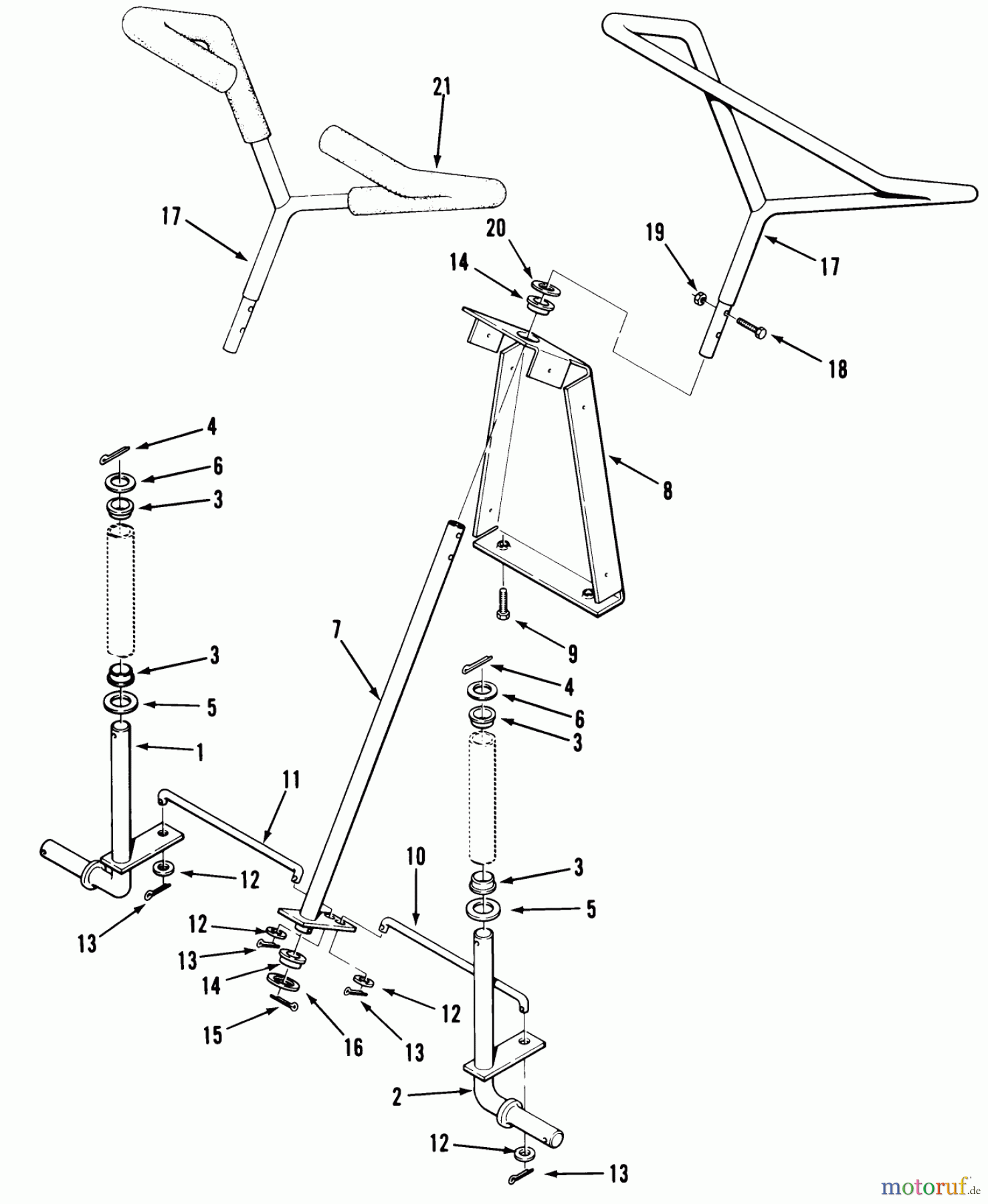  Toro Neu Mowers, Rear-Engine Rider 33-08X303 (108-R) - Toro 108-R Rear Engine Rider, 1986 FRONT AXLE AND STEERING