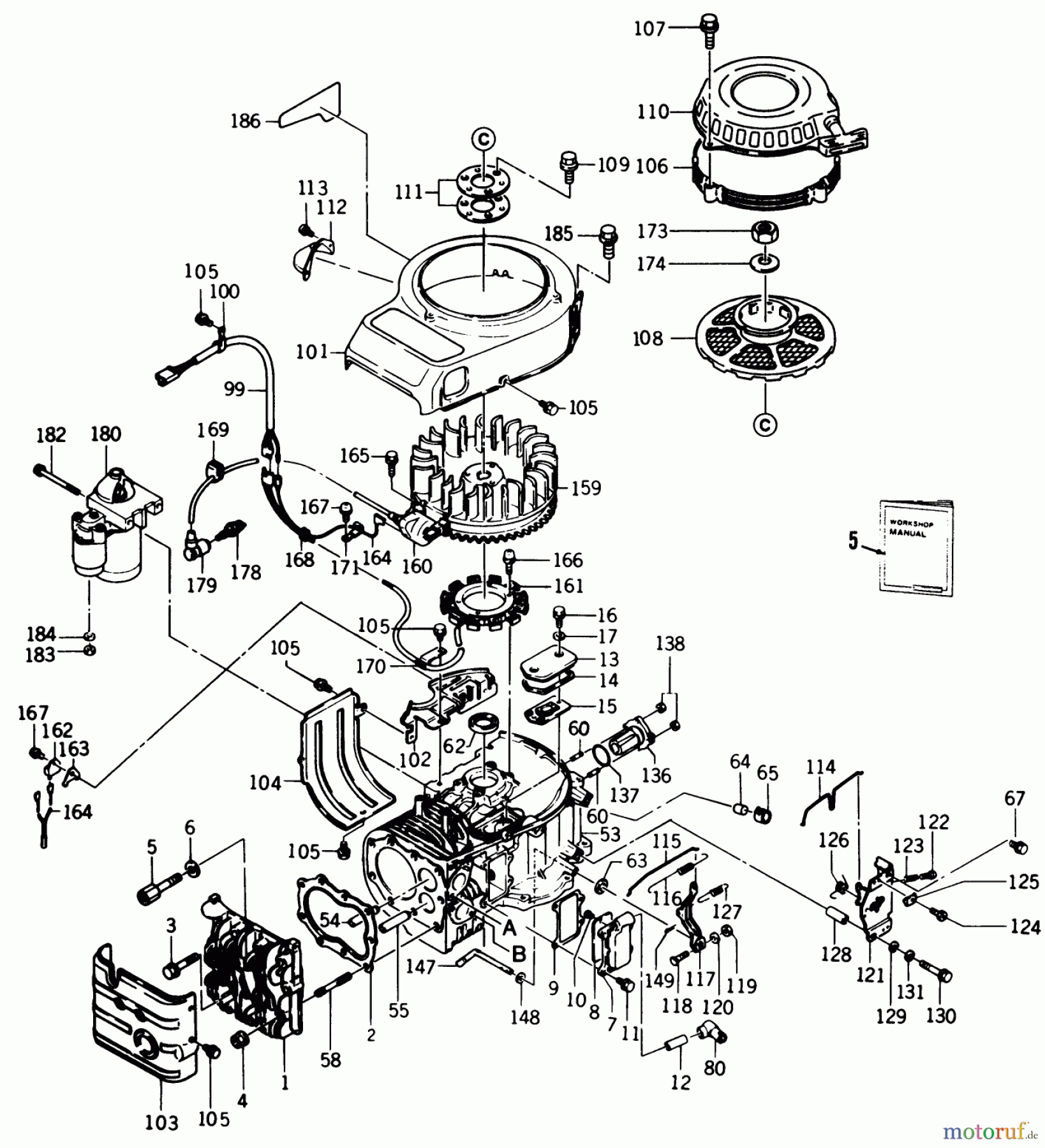  Toro Neu Mowers, Rear-Engine Rider 33-11B601 (111-6) - Toro 111-6 Rear Engine Rider, 1987 KAWASAKI FB460V TYPE AS-15 ENGINE #1