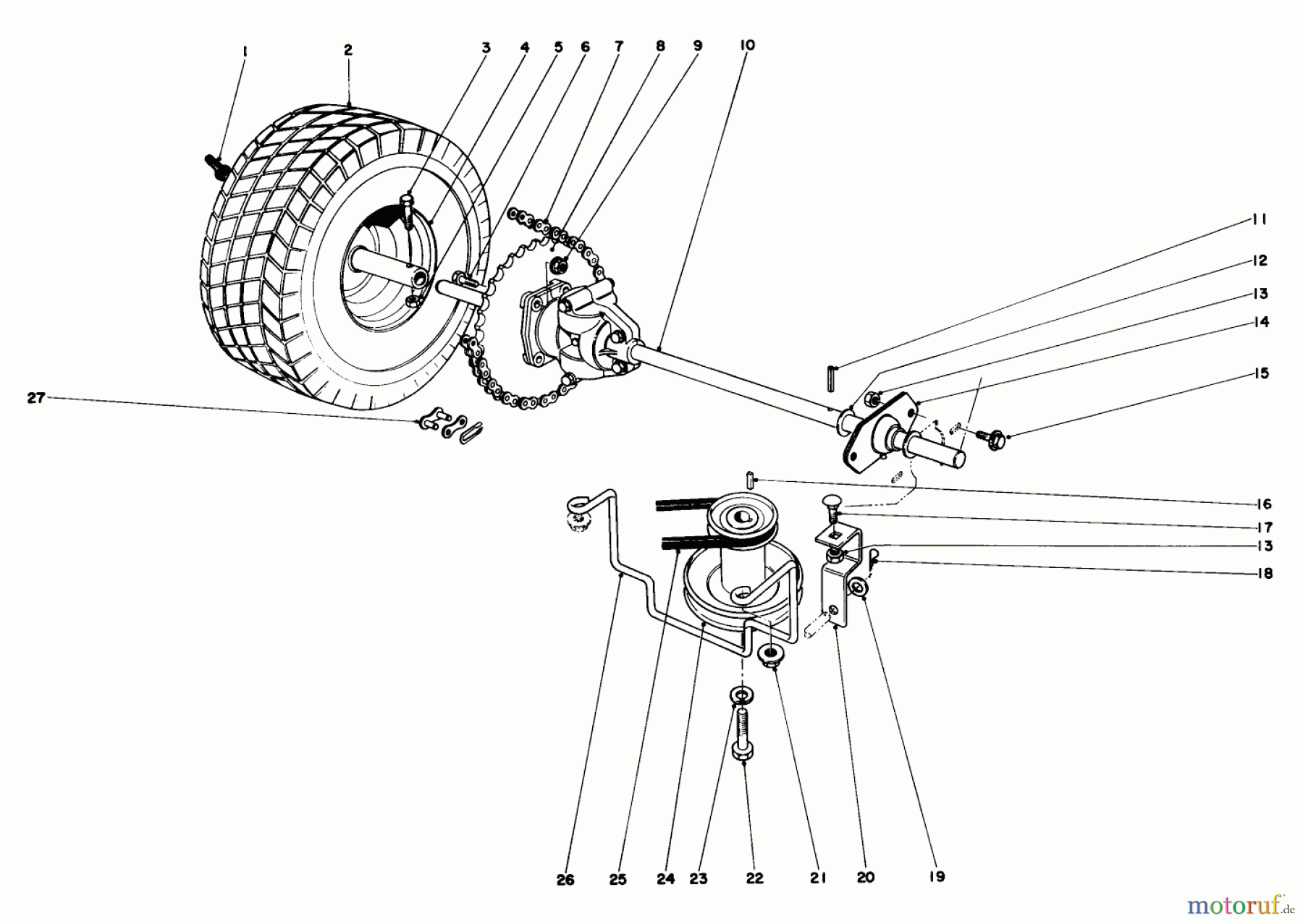  Toro Neu Mowers, Rear-Engine Rider 56100 (732) - Toro 732 Sportsman Rider, 1975 (5000001-5999999) REAR AXLE ASSEMBLY