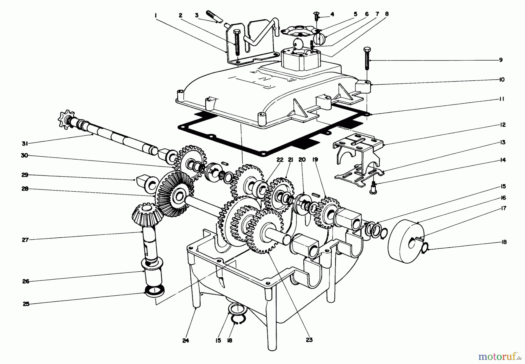  Toro Neu Mowers, Rear-Engine Rider 56100 (732) - Toro 732 Sportsman Rider, 1972 (2000001-2999999) TRANSMISSION ASSEMBLY