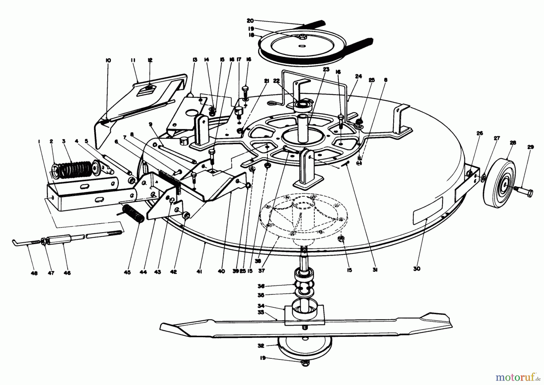  Toro Neu Mowers, Rear-Engine Rider 56145 (8-32) - Toro 8-32 Rear Engine Rider, 1986 (6000001-6999999) MOWER ASSEMBLY