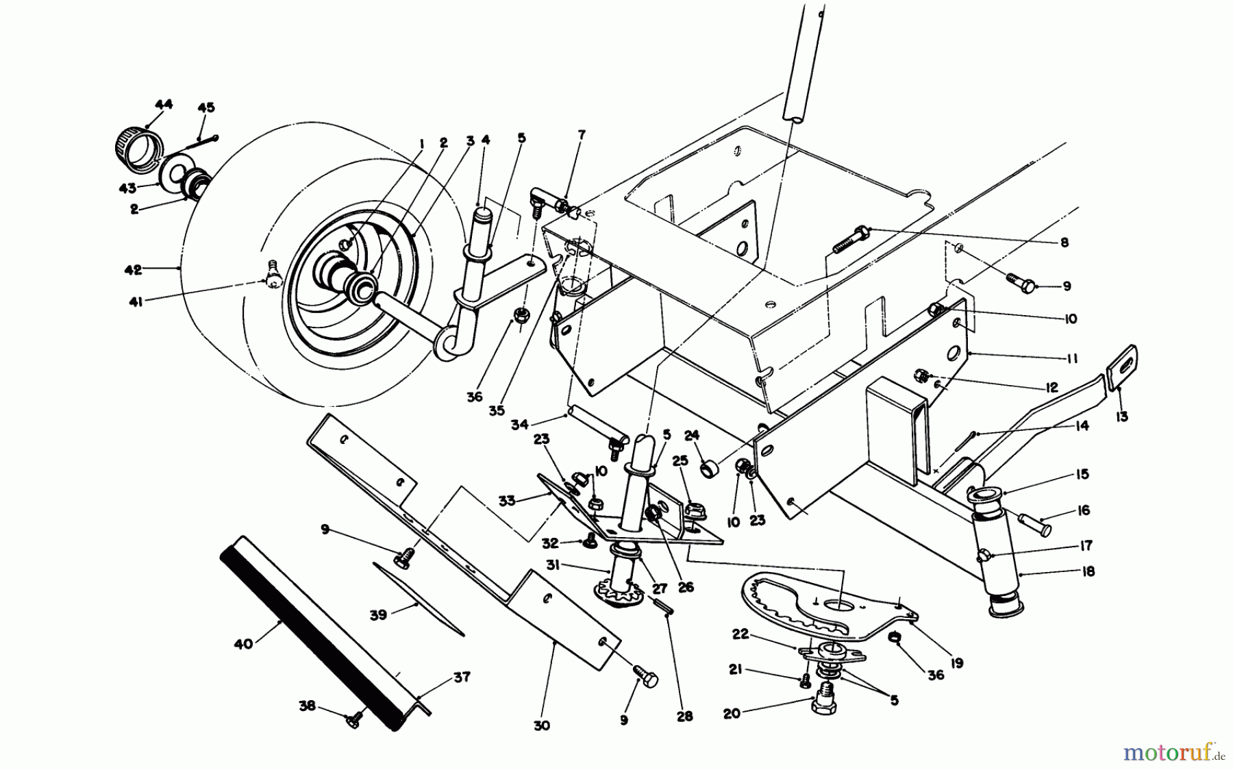  Toro Neu Mowers, Rear-Engine Rider 56185 (8-32) - Toro 8-32 Rear Engine Rider, 1991 (1000001-1999999) FRONT AXLE ASSEMBLY