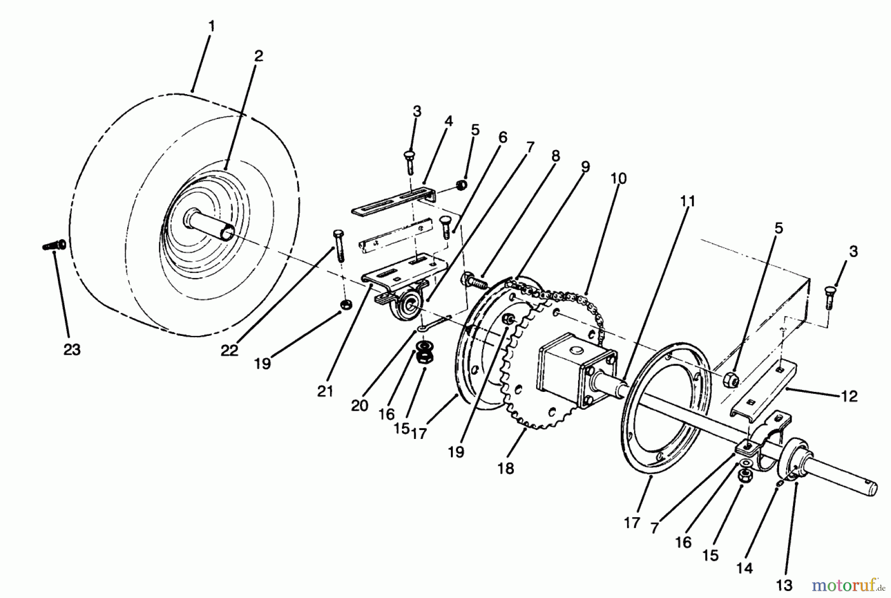  Toro Neu Mowers, Rear-Engine Rider 70040 (8-25) - Toro 8-25 Rear Engine Rider, 1994 (49000001-49999999) REAR AXLE ASSEMBLY