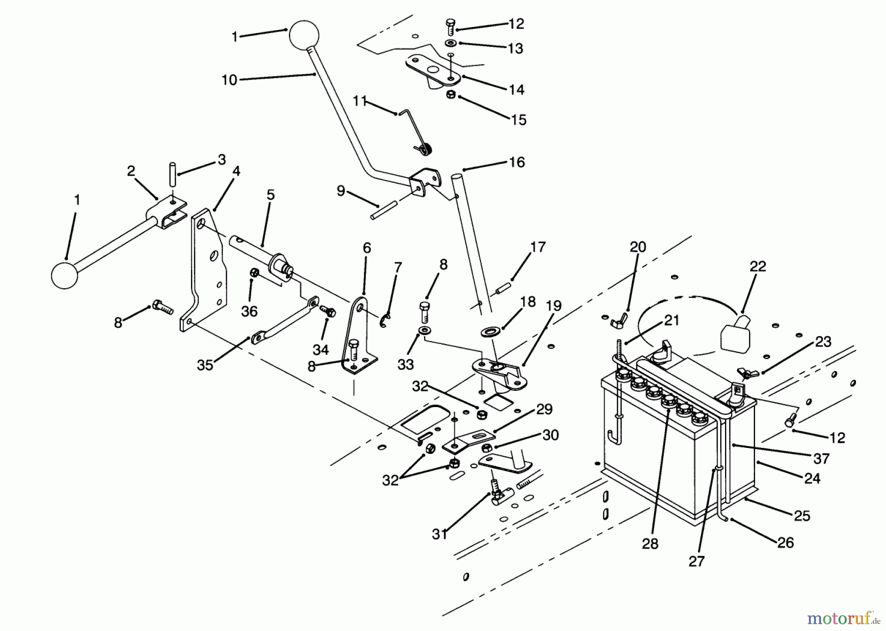  Toro Neu Mowers, Rear-Engine Rider 70120 (12-32) - Toro 12-32 Recycler Rider, 1993 (3900001-3999999) TRANSMISSION LINKAGE ASSEMBLY