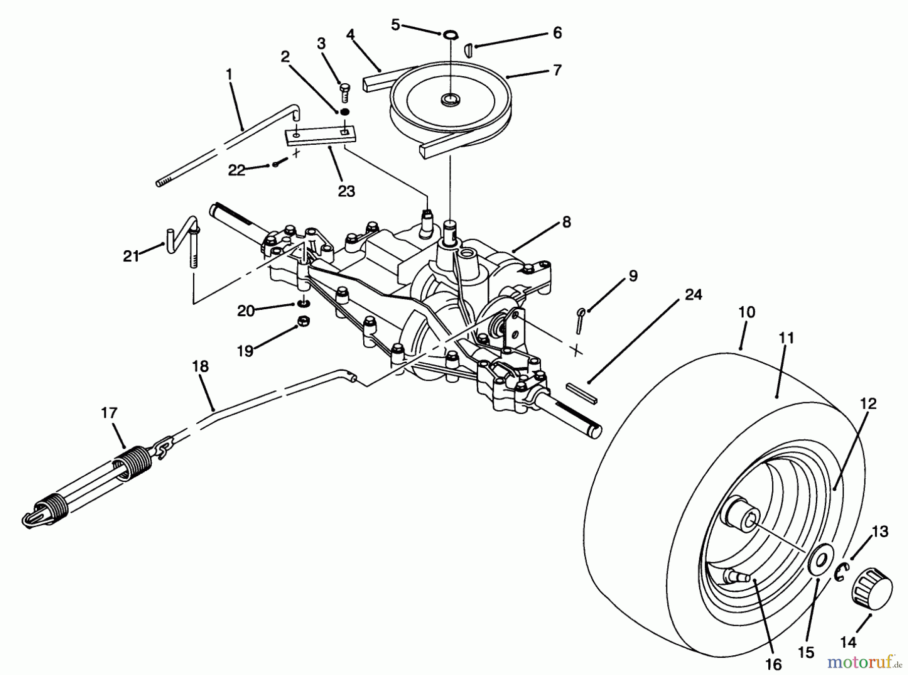  Toro Neu Mowers, Rear-Engine Rider 70080 (10-32) - Toro 10-32 Recycler Rider, 1994 (4900001-4999999) REAR AXLE ASSEMBLY