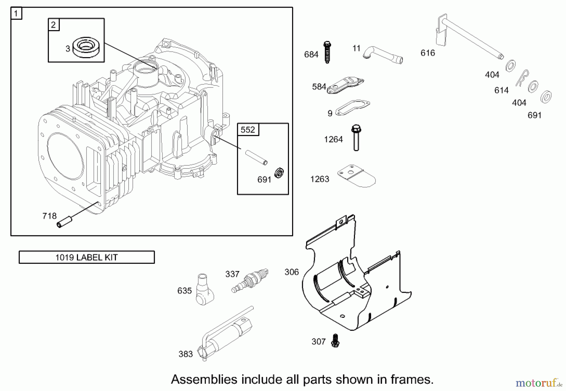  Toro Neu Mowers, Rear-Engine Rider 70185 (G132) - Toro G132 Rear-Engine Riding Mower, 2005 (250000001-250999999) CYLINDER ASSEMBLY BRIGGS AND STRATTON 31G777-0121-E1