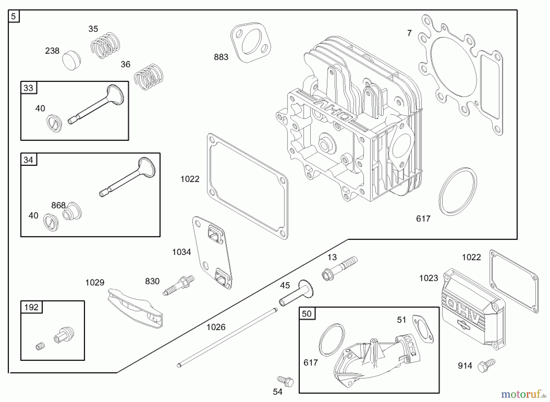  Toro Neu Mowers, Rear-Engine Rider 70185 (G132) - Toro G132 Rear-Engine Riding Mower, 2007 (270000001-270805705) CYLINDER HEAD ASSEMBLY BRIGGS AND STRATTON 31G777-0121-E1