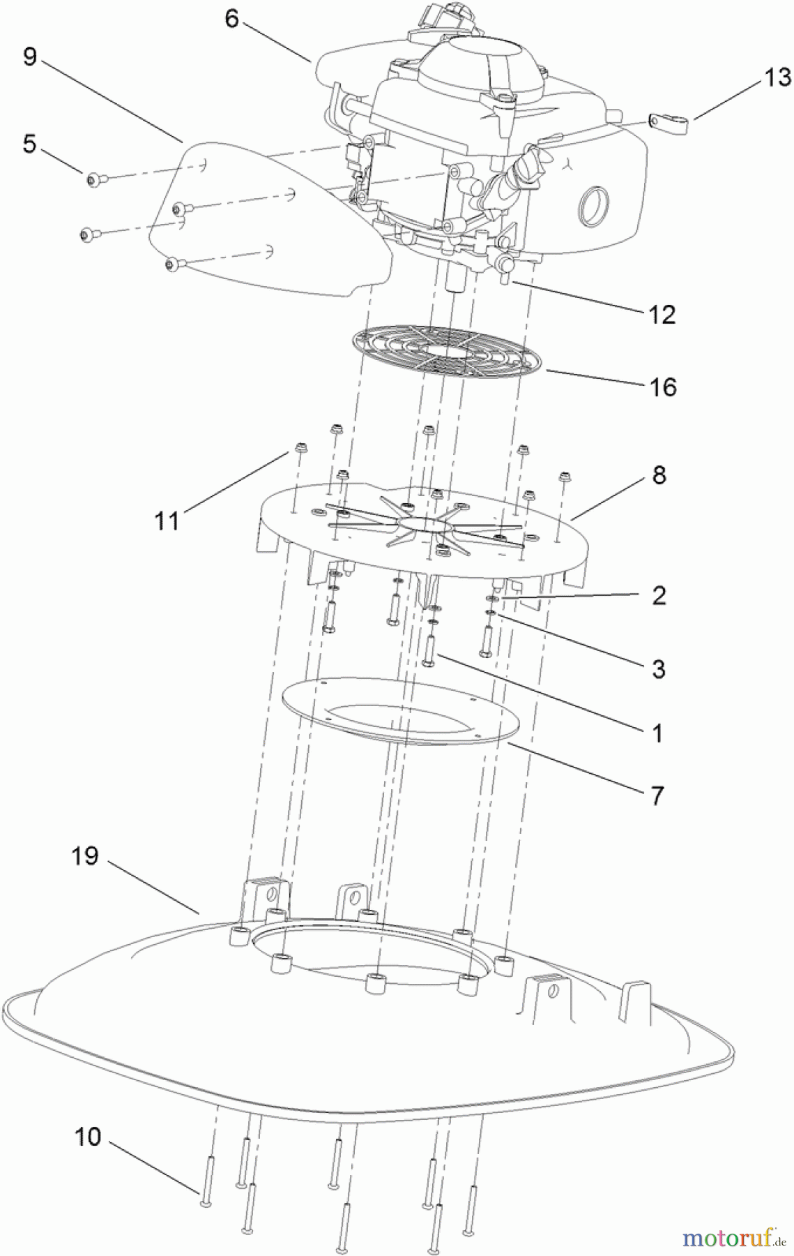  Toro Neu Mowers, Walk-Behind Seite 1 02600 - Toro HoverPro 400 Mower, 2012 (SN 312000001-312999999) ENGINE AND DECK ASSEMBLY