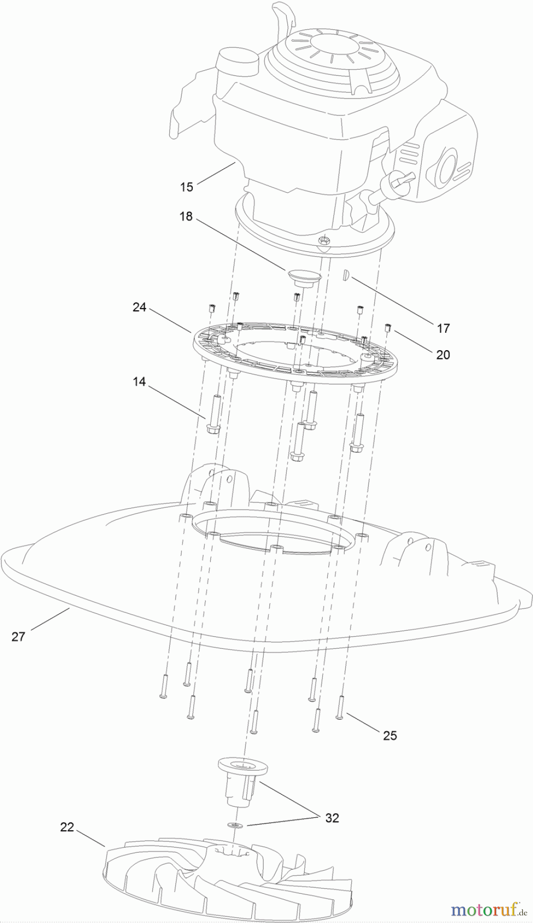  Toro Neu Mowers, Walk-Behind Seite 1 02601 - Toro HoverPro 450 Mower, 2012 (SN 312000001-312999999) ENGINE AND DECK ASSEMBLY