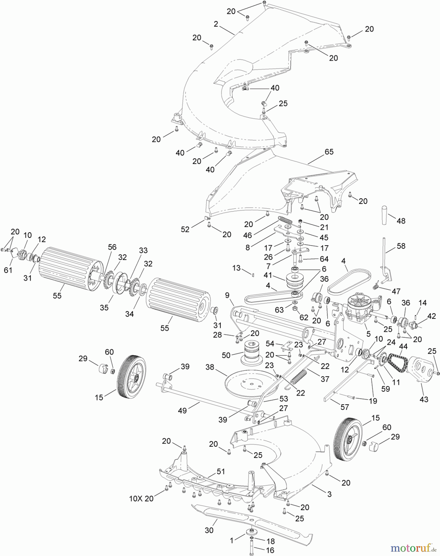  Toro Neu Mowers, Walk-Behind Seite 1 02656 - Toro ProStripe 560 Mower, 2012 (SN 312000001-312999999) LOWER ASSEMBLY