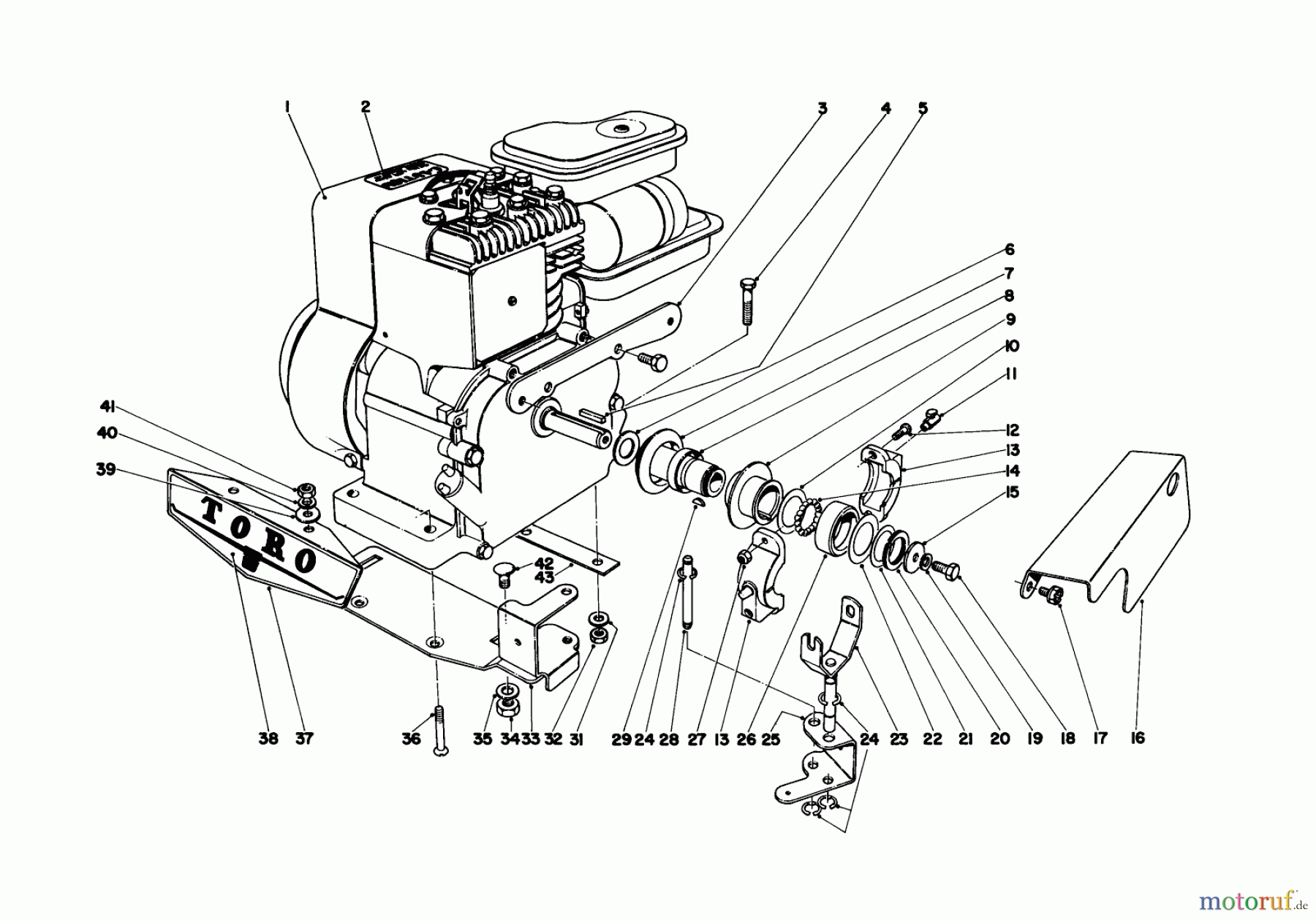  Toro Neu Mowers, Walk-Behind Seite 1 10013 - Toro Sportlawn Lawnmower, 1969 (9000001-9999999) ENGINE ASSEMBLY
