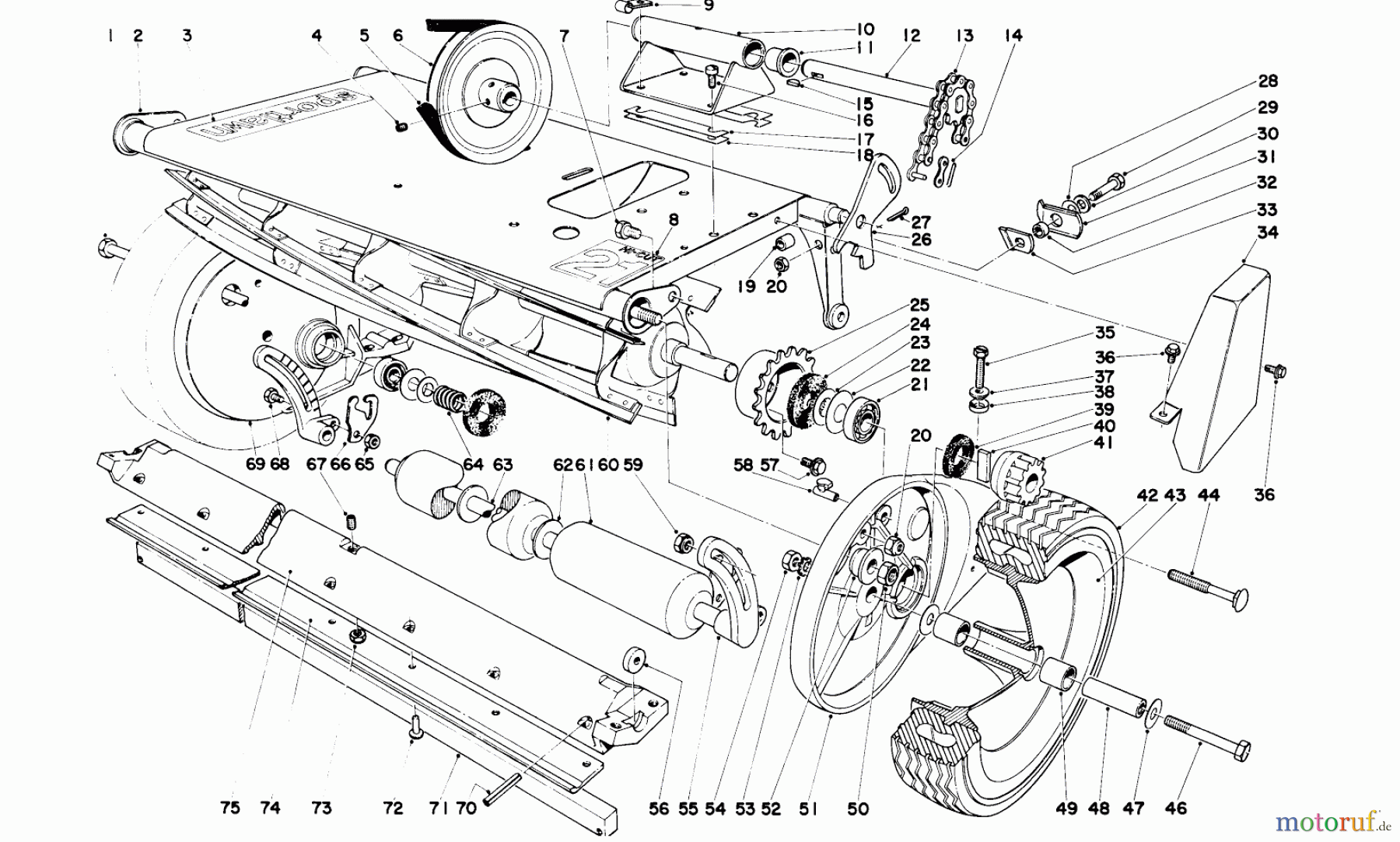  Toro Neu Mowers, Walk-Behind Seite 1 10018 - Toro Sportlawn Lawnmower, 1973 (3000001-3999999) MAIN FRAME ASSEMBLY